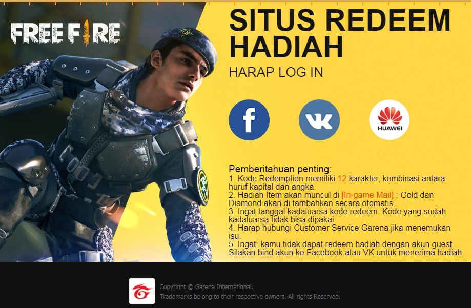 kode redeem free fire