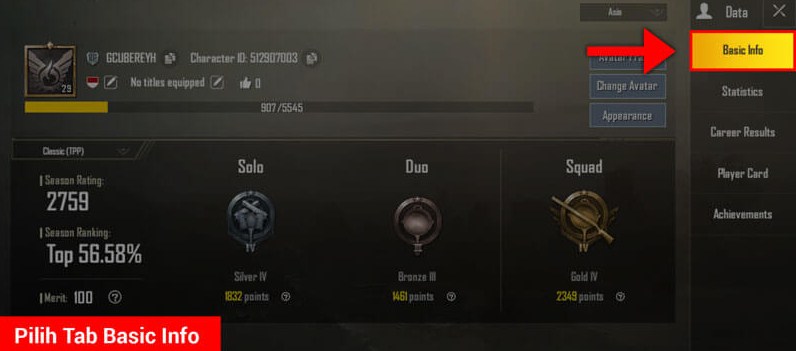 cara lihat merit pubg mobile