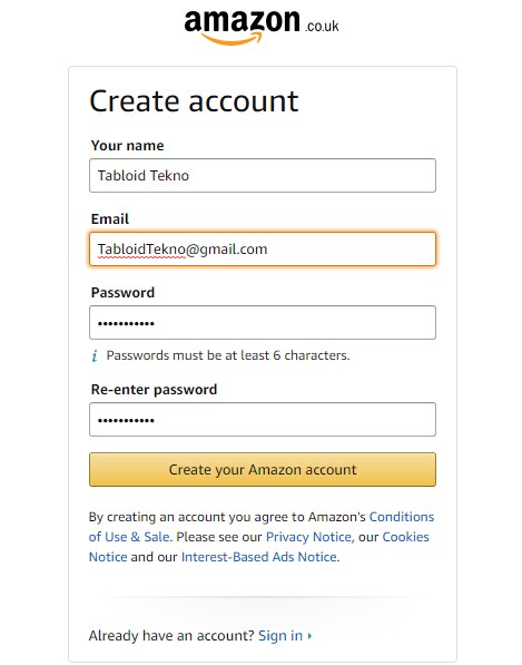 cara mendaftar akun amazon prime
