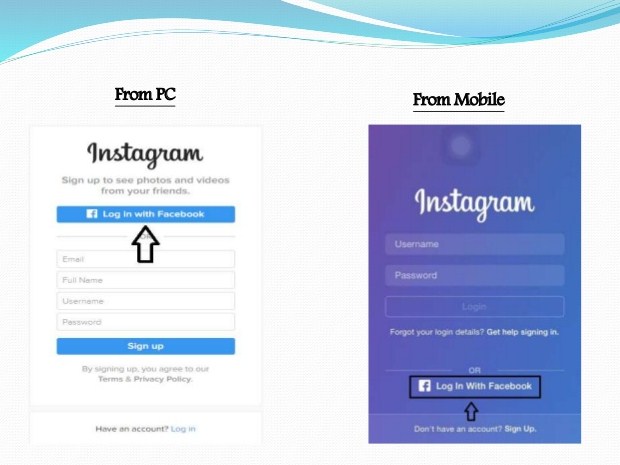 cara masuk instagram melalui facebook
