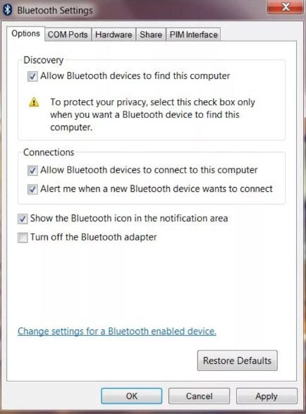 aktifkan bluetooth windows 7