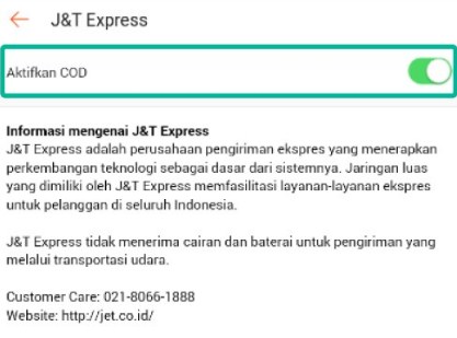 aktifkan cod shopee